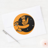  Halloween - Kat in de Maan Ronde Sticker (Envelop)