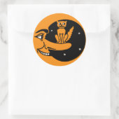  Halloween - Kat in de Maan Ronde Sticker (Tas)