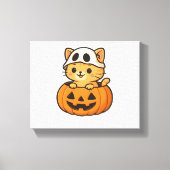 Halloween Kat in een pompoen Classic T-Shirt Canvas Afdruk (Voorkant)
