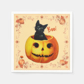 Halloween kat in pompoen kussen servet (Voorkant)