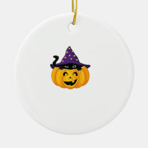 Halloween Kat in Pompoen � Schattige Zwarte Kitten Keramisch Ornament