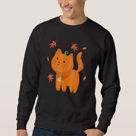 Halloween Kat Kat Pompoen Jack O Lantaarn Trui (Voorkant)