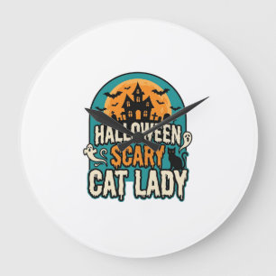 Halloween Kat Lady Griezelen Oude Geest Huis_1 Grote Klok