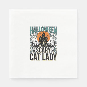 Halloween Kat Lady Griezelen Spokenhuis Vintage_1 Servet