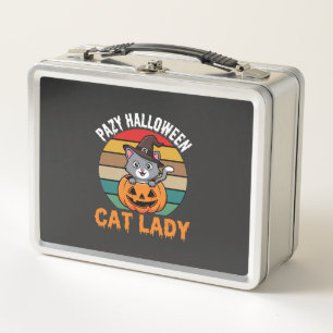 Halloween Kat Lady Heks Pompoen Retro Ontwerp