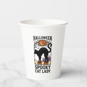 Halloween Kat Lady Vintage Zwarte Kat Shirt_1 Papieren Bekers