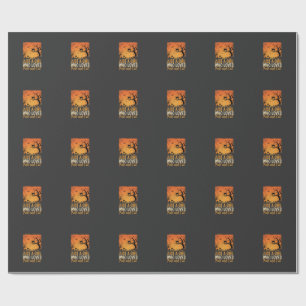 Halloween Kat Liefhebber Herfst Zonsondergang Graf Cadeaupapier