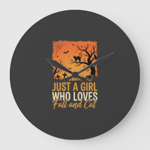 Halloween Kat Liefhebber Herfst Zonsondergang Graf Grote Klok