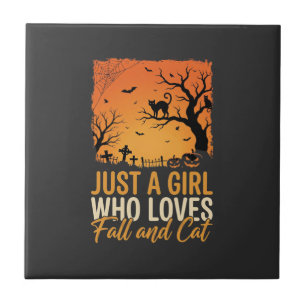 Halloween Kat Liefhebber Herfst Zonsondergang Graf Tegeltje