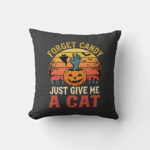 Halloween Kat Liefhebber Vergeet Snoep Vintage Gra Kussen