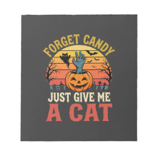 Halloween Kat Liefhebber Vergeet Snoep Vintage Gra Notitieblok