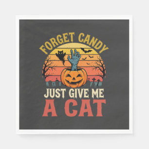 Halloween Kat Liefhebber Vergeet Snoep Vintage Gra Servet