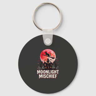 Halloween Kat Maanlicht Ondeugd Sleutelhanger