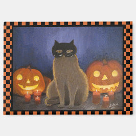 Halloween Kat Masker & Jack-o'-lantern Magneet