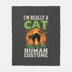 Halloween Kat Menselijk Kostuum Grappig Ontwerp Fleece Deken