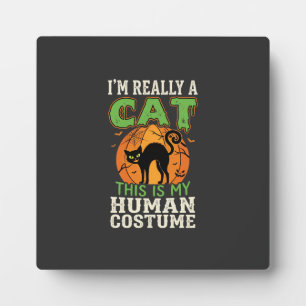 Halloween Kat Menselijk Kostuum Grappig Ontwerp Fotoplaat