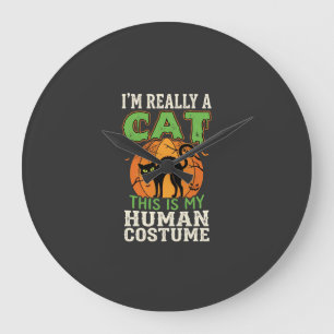 Halloween Kat Menselijk Kostuum Grappig Ontwerp Grote Klok