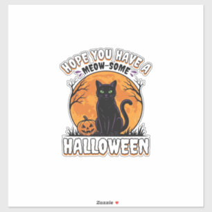 Halloween Kat Meow-Some Vintage Gravure Design_1 Sticker