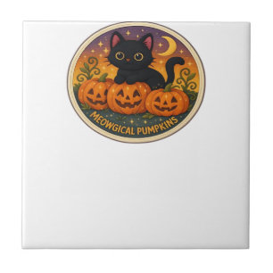 Halloween Kat Meowgical Pompoenen Borduurontwerp Tegeltje