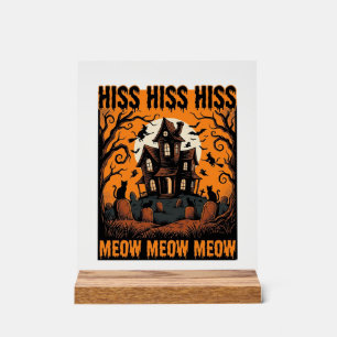 Halloween Kat Miauw Spookachtig Vintage Heksenhuis Acryl Bord