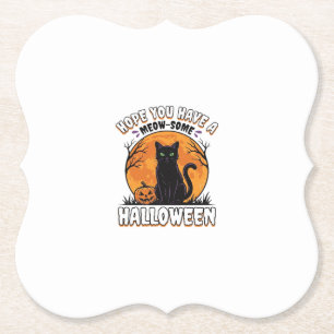Halloween Kat Mijauw-Some Vintage Gravure Design_1 Kartonnen Onderzetters