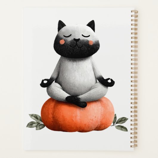 Halloween kat op pompoen ontwerp planner (Achterkant)