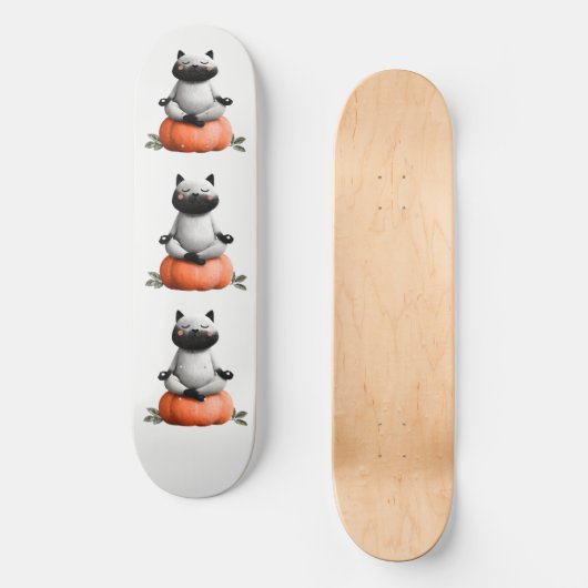 Halloween kat op pompoen ontwerp skateboard (Voorkant)