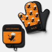 halloween kat ovenwant & pannenlap set (Voorkant / Achterkant)