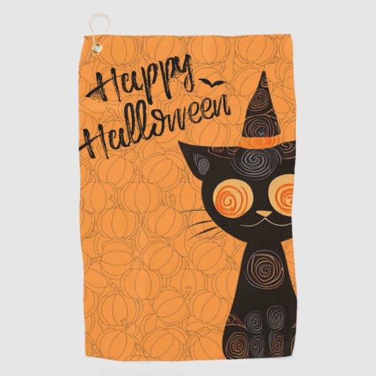 Halloween/kat/pompoen/herfst Golfhanddoek (Voorkant)