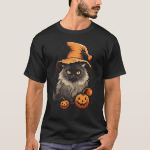 Halloween Kat Pompoen Hoed Kostuum Grappig Griezel T-shirt