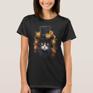 Halloween Kat Pompoen Kostuum Grappige Tuxedo Kat T-shirt