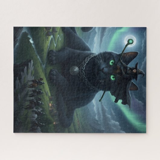 Halloween kat puzzel legpuzzel (Horizontaal)