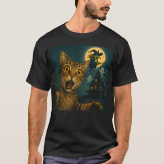 Halloween Kat Selfie Verschrikkelijk Huis Spoken G T-shirt