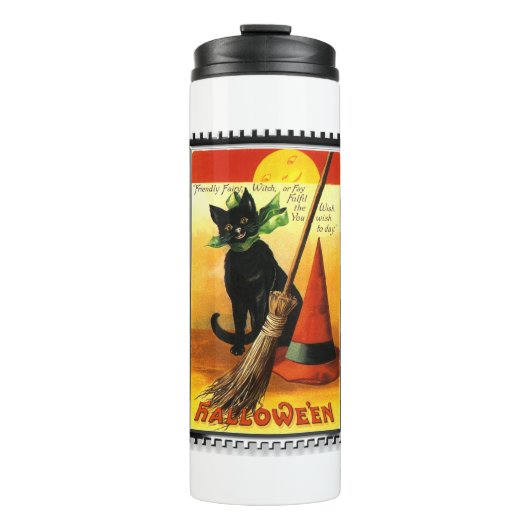 Halloween Kat Sitting Witches Pet Thermosbeker (Voorkant)