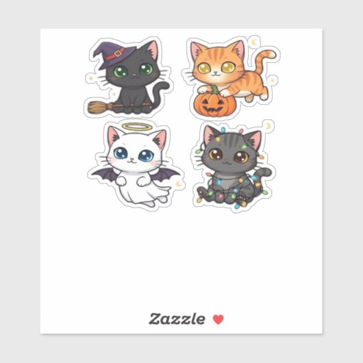 Halloween kat spookachtig en stijlvolle katachtige sticker (Vel)