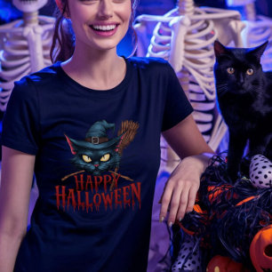 Halloween Kat - Spooky Heks Kat Ontwerp T-shirt