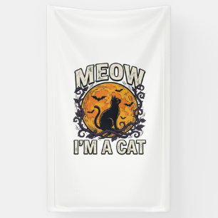 Halloween Kat T-shirt Meow Ik Ben Een Kat Vintage Spandoek