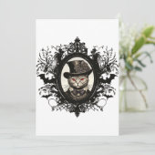 Halloween Kat, Vampier Kat, Lady Fangs Kaart (Staand voorkant)