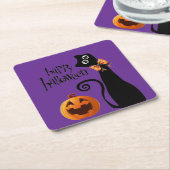 halloween kat vierkante kartonnen onderzetter (Schuin)