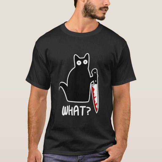 Halloween kat Wat grappige zwarte kat moorddadige T-shirt (Voorkant)