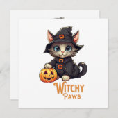 Halloween Kat Witchy Paws Kaart (Voorkant / Achterkant)