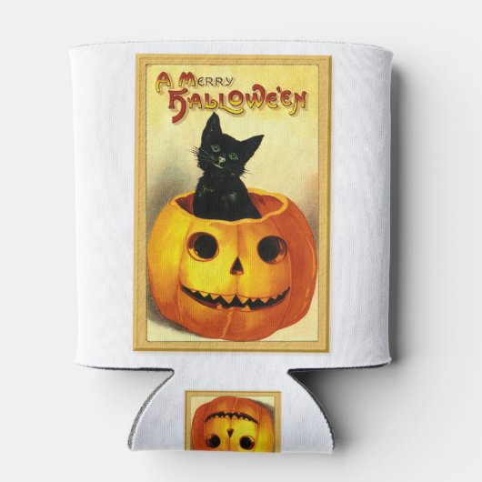 Halloween Kat zit in Jack O Lantern Can Cool Blikjeskoeler (Achterkant)