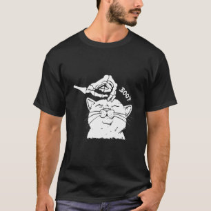 Halloween Kat Zwart Skelet Hand Boop T-shirt