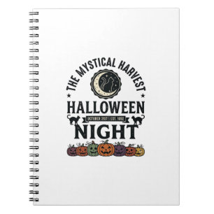 Halloween Kat Zwarte Katten Pompoenen Vintage Grap Notitieboek