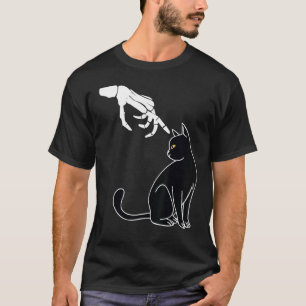 Halloween Kat Zwarte Skelet Hand Boop T-shirt