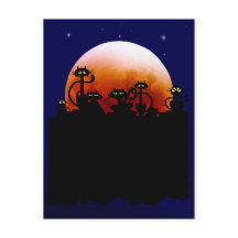 Halloween Katten en Halloween Moon Briefkaart