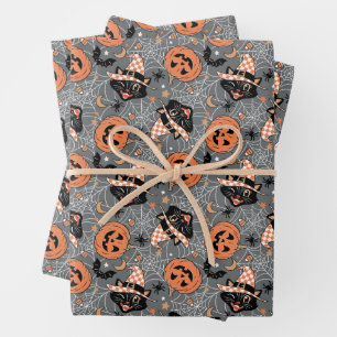 Halloween katten en pompoenen Inpakpapier Vel