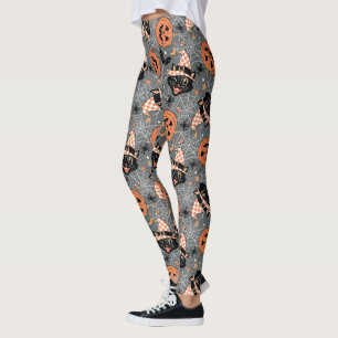 Halloween katten en pompoenen Leggings