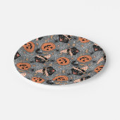 Halloween katten en pompoenen Papieren Bordje (Gekanteld)