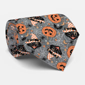  Halloween katten en pompoenen Stropdas (Opgerold)
